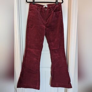 Women’s Velvet Flared Bell Pants - Burgundy 30
